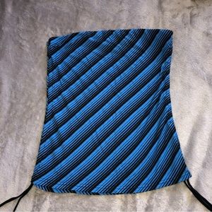 New look blue/ black striped sleeveless tube top/ tank top
